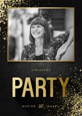 Party-Einladung goldene Typografie und Foto