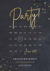 Partyeinladung Kalender Goldschrift