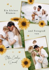 Postkarte Sonnenblumen & Herzchen