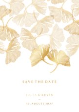 Save-the-Date-Karte Hochzeit Stempel & Ginkgoblätter