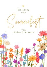 Sommerfest-Einladungskarte Blumenwiese