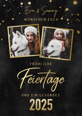 Stilvolle Weihnachtskarte Goldlook mit Fotos