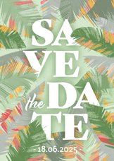 Tropische Blätter Save-the-Date-Karte