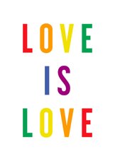 Valentinskarte 'Love is love' Regenbogenfarben