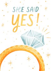 Verlobungs-Glückwunschkarte 'She said yes!'