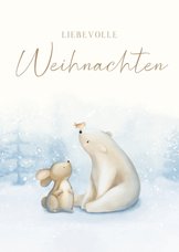 Weihnachtskarte Eisbär & Hase