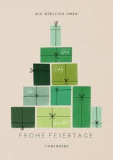 Weihnachtskarte Firma Weihnachtsbaum aus Geschenken