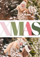Weihnachtskarte Fotocollage 'XMAS' bunt