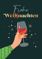 Weihnachtskarte 'Frohe Weinachten' Weinglas