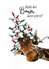 Weihnachtskarte Giraffe mit Lichterkette