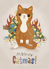 Weihnachtskarte Katze 'Meowy Catmas'