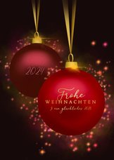 Weihnachtskarte klassische Weihnachtskugeln Glitzer