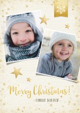 Weihnachtskarte mit 2 Fotos und Sternen