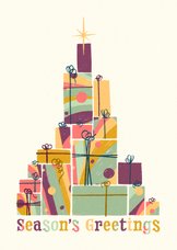 Weihnachtskarte mit bunten Geschenken