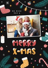 Weihnachtskarte mit Foto und fröhlichen Symbolen