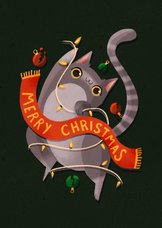 Weihnachtskarte mit lustiger Katze