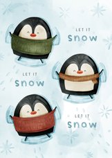 Weihnachtskarte Pinguine Schnee-Engel