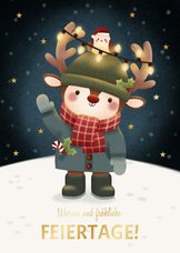 Weihnachtskarte Rentier im Schnee