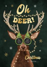 Weihnachtskarte Rentier mit Weihnachtsbrille