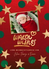 Weihnachtskarte 'Warm wishes' Foto und Sterne