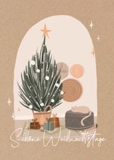 Weihnachtskarte Weihnachtsbaum & Katze