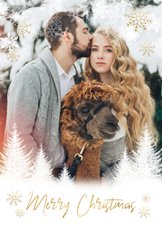 Weihnachtskarte winterlich mit Foto und Schneeflocken