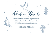 Dankeskarte Wellenform Taufe Fotocollage Silver Wasserfarbe Rückseite