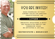 Einladung Ticketkarte gold V.I.P. 60. Geburtstag Rückseite