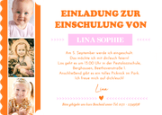 Einladung zur Einschulung Ticket Colourblocking pink-orange Rückseite