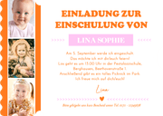 Einladung zur Einschulung Ticket Colourblocking pink-orange Rückseite