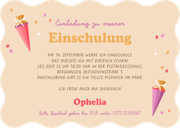 Einladungskarte Schulanfang Einhorn mit Schultüte & Fotos Rückseite