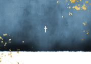 Einladungskarte Taufe Aquarell blau & Goldlook Foto innen Rückseite
