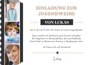 Einladungskarte Ticket Jugendweihe Kraftlook & Schwarz Rückseite