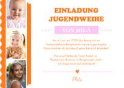 Einladungskarte Ticket Jugendweihe orange-rosa Rückseite