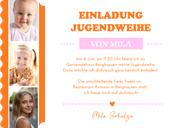 Einladungskarte Ticket Jugendweihe orange-rosa Rückseite