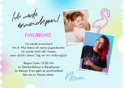 Foto-Einladung V.I.P.-Ticket Neon Jugendweihe Rückseite