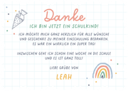 Fotokarte Danksagung Einschulung Regenbogen & Doodles Rückseite
