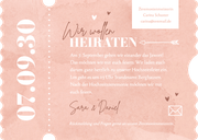 Hochzeitseinladung Ticket rosa Aquarell VIP Foto Rückseite