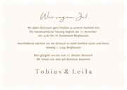 Hochzeitseinladung Wellenkarte Beige Ampersand Rückseite