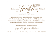 Taufkarte Wellenrand Einladung Doodles braun Rückseite