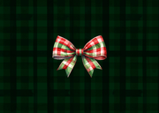 Weihnachtskarte Kranz mit Schleife kariert und Foto Rückseite