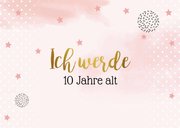 10. Kindergeburtstag Einladung mit rosa Sternchen und Foto 2