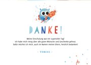 Dankeskarte Einschulung blaue Eule mit Schultüte 3