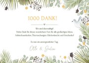 Dankeskarte Fotocollage Hochzeitstauben grüne Zweige 3