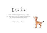 Dankeskarte Taufe Geschwister Giraffen im Blumenkranz 3