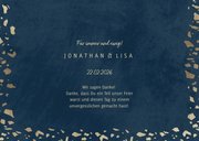 Dankeskarte zur Hochzeit mit Foto in dunkelblau mit Gold 3