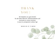 Danksagung Hochzeit mit Fotos und Eukalyptus 3