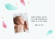 Danksagung Taufe Foto & Federn in rosa und blau 2
