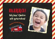 Einladung 5. Kindergeburtstag Feuerwehr mit Foto 2