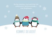 Einladung 6. Kindergeburtstag Party-Pinguine blau 3